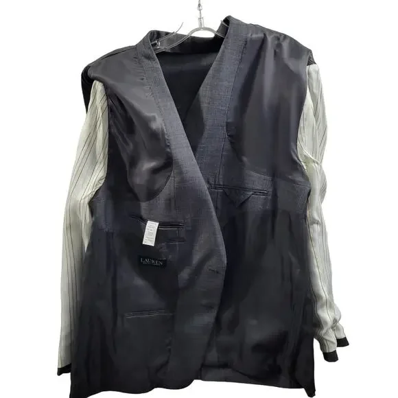 Lauren Ralph Lauren Gray 100% Wool Natural Stretch Sports Jacket Size 48R 11924 - Picture 6 of 10